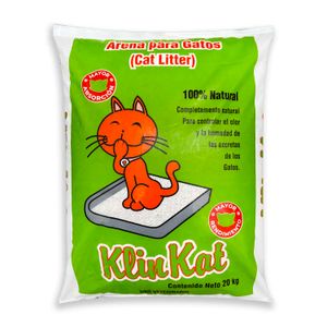 Arena para gatos granulada 100% bentonita natural sin aroma. Alto poder absorbente y aglomerante; 20 kg - KLIN KAT
