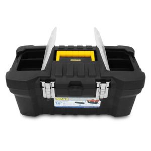 Caja de herramientas de 20 pulgadas con 2 compartimentos superiores, bandeja desmontable y ganchos metálicos de seguridad - RIMAX