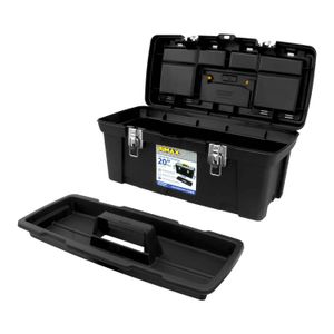 Caja de herramientas de 20 pulgadas con 2 compartimentos superiores, bandeja desmontable y ganchos metálicos de seguridad - RIMAX