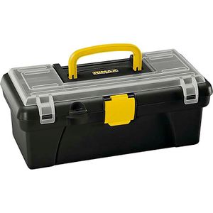 Caja de herramientas plástica de 12 pulgadas con tapa transparente y baúl multiservicios - RIMAX