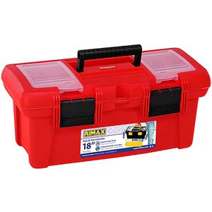 Caja de herramientas plástica de 18 pulgadas con 2 tapas transparentes independientes y baúl multiservicios - RIMAX
