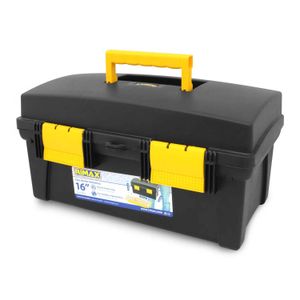 Caja de herramientas de 16 pulgadas con 1 bandeja desmontable y 2 ganchos plásticos de seguridad - RIMAX