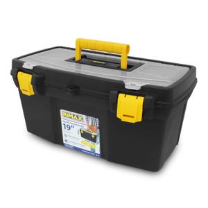 Caja de herramientas de 19 pulgadas de 1 compartimento superior, bandeja desmontable y ganchos plásticos de seguridad - RIMAX