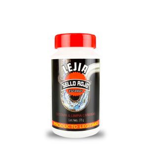 Destapador de cañerías en escamas para baños, desagües, duchas, etc; 375 gr - SELLO ROJO
