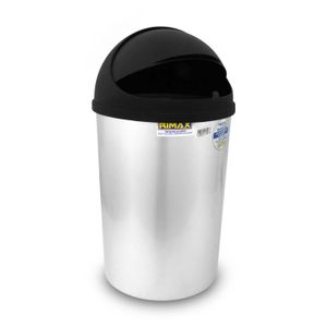 Tacho papelero plástico de apariencia tipo metal cepillado de 10 litros de capacidad con tapa extraíble de cierre móvil - RIMAX