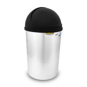 Tacho papelero plástico de apariencia tipo metal cepillado de 10 litros de capacidad con tapa extraíble de cierre móvil - RIMAX