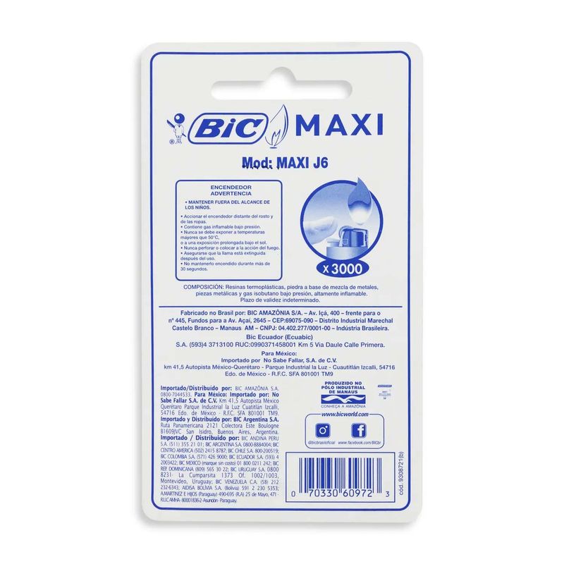 Encendedor Bic Maxi Colores Hasta 3000 Encendidas 50 Piezas