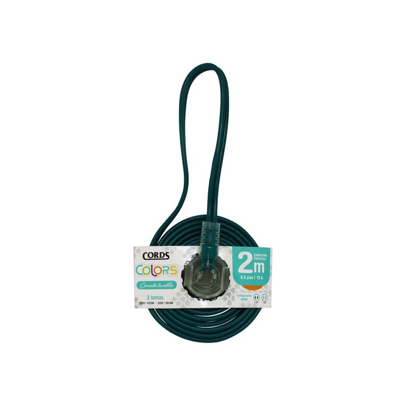 Extension-electrica-turquesa-gemela--16-AWG-de-3-tomas-y-2-metros-de-largo-para-interiores.