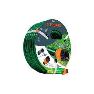 Manguera 1/2"reforzada 3 capas 20 m conexiones plásticas - TRUPER