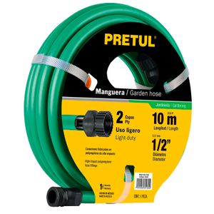 Manguera verde 1/2" 2 capas 10m conexiones plásticas - TRUPER