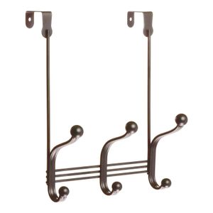 Colgador de puerta metálico de 24.1 x 9.5 x 28.6 cm con 6 ganchos; 3 para ropa y 3 para sombreros o gorras - IDESIGN
