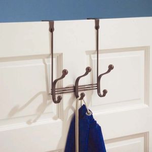 Colgador de puerta metálico de 24.1 x 9.5 x 28.6 cm con 6 ganchos; 3 para ropa y 3 para sombreros o gorras - IDESIGN