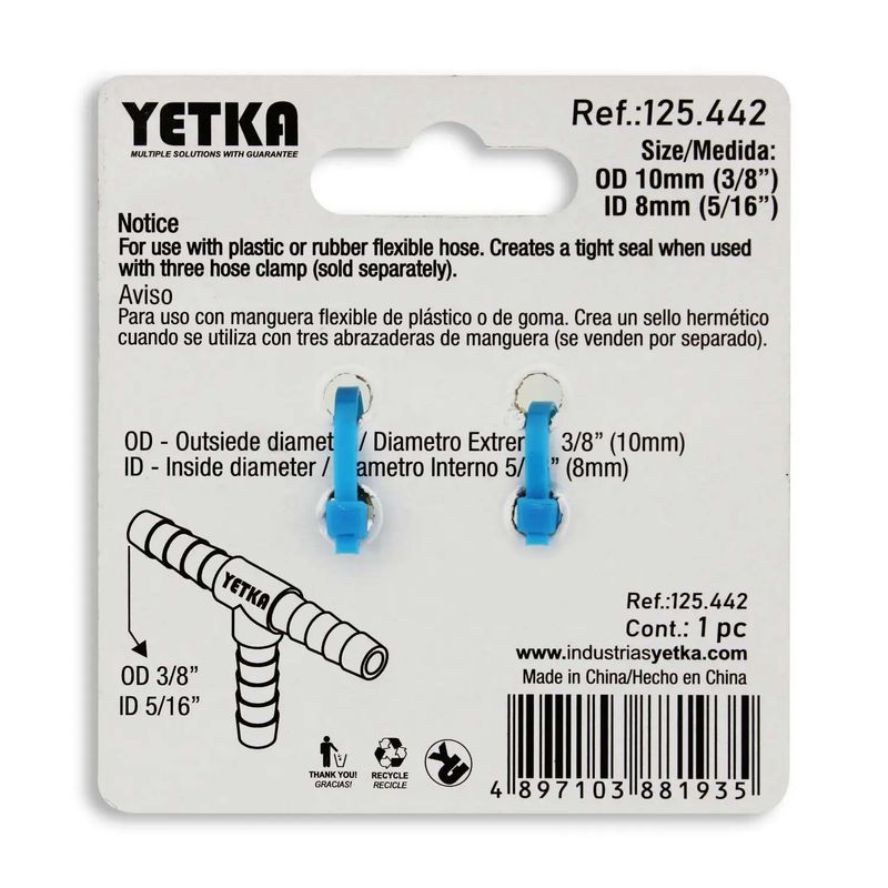 Conector-en-T-fabricado-en-metal-para-instalacion-de-mangueras-de-gas