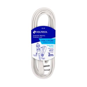 Extensión eléctrica doméstica 2 m con clavija plana blanco - CORDS