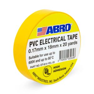 Taipe eléctrico de PVC auto extinguible resiste voltajes hasta los 600 V Temperatura de 0º C - 80º C Largo 18 m - ABRO