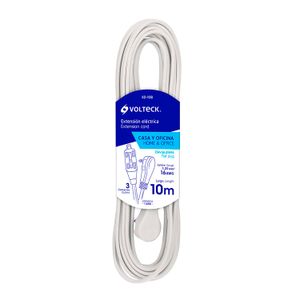 Extensión eléctrica doméstica 10 m con clavija plana blanco - VOLTECK