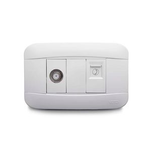 Mixto toma coaxial hembra para TV + toma telefónica RJ14 - VETO