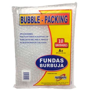 Plástico burbuja tipo funda de 24 cm x 33 cm; pack x 10 - PREPACKING