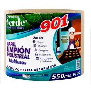 Limpión industrial jumbo de fibra natural de hoja simple de 20 cm x 550 m - 901