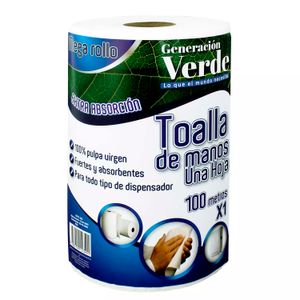 Toallas de manos de papel de hojas sencilla de 100 m - GENERACIÓN VERDE