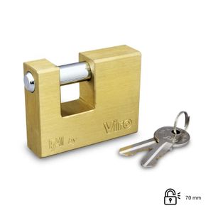 Candado anticizalla de latón macizo de 70 mm con vástago rotatorio anticorte de acero endurecido cromado - VIRO