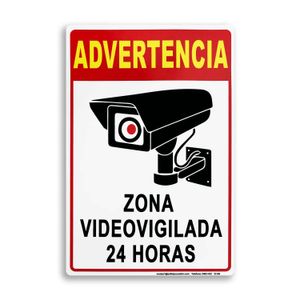 Letrero rígido de 30 cm x 20 cm con mensaje ZONA VIDEOVIGILADA 24 HORAS - SAFETY ECUADOR