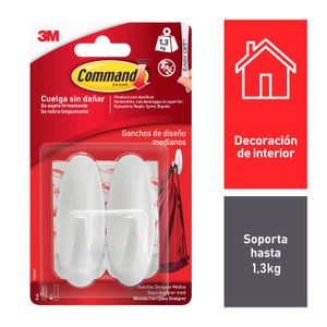 Ganchos plásticos autoadhesivos medianos multiusos; pack x 2 - COMMAND