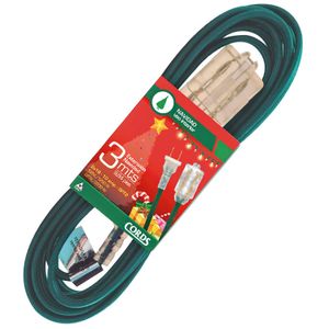 Extensión Eléctrica con 3 tomas, con configuracion NEMA 1-15 para su plug macho y hembra. Fabricada con un cable flexible - CORDS