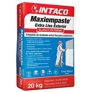 Empaste monocomponente de acabado extra liso para exteriores; 20 kg - INTACO