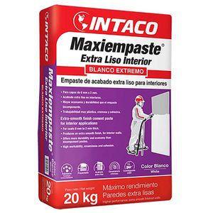 Empaste monocomponente de acabado extra liso para interiores; 20 kg - INTACO