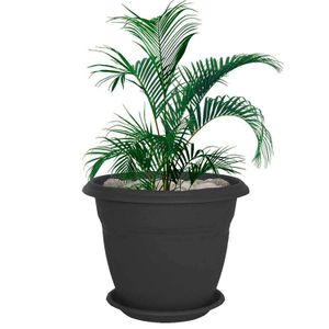 Maceta plástica circular FLORA de 60 cm con base - PLAPASA
