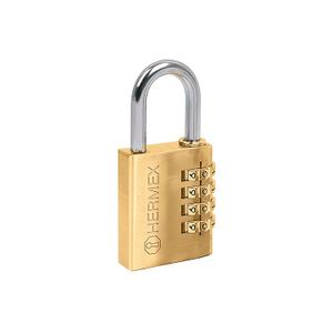Candado de combinación 40 mm cuerpo de latón en blíster - HERMEX