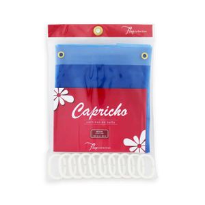 Cortina de baño con diseños en alto relieve y ganchos plásticos - CAPRICHO