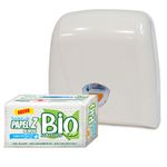 Dispensador-para-toallas-Z-plastico-de-tamaño-industrial-jumbo---toallas-Z-doble-hoja-x-150