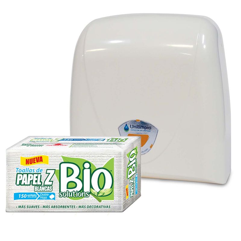 Dispensador-para-toallas-Z-plastico-de-tamaño-industrial-jumbo---toallas-Z-doble-hoja-x-150