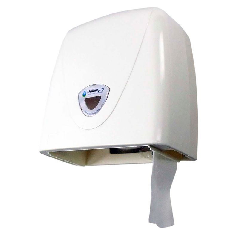 Dispensador de papel higiénico con escobilla de poliestireno y acero  inoxidable de 80cm blanco Diempi