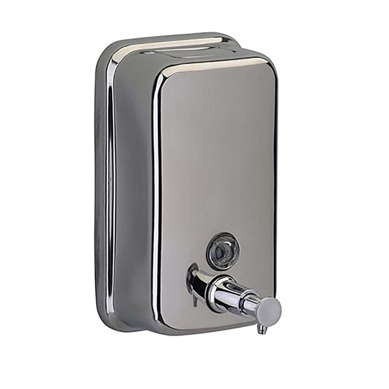 Dispensador-de-jabon-metalico-satinado-de-500-ml-empotrable-para-baño