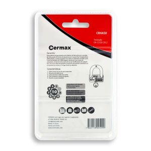 Candado de barril de latón macizo de 50 mm con arco de acero endurecido cromado. USO PESADO - CERMAX