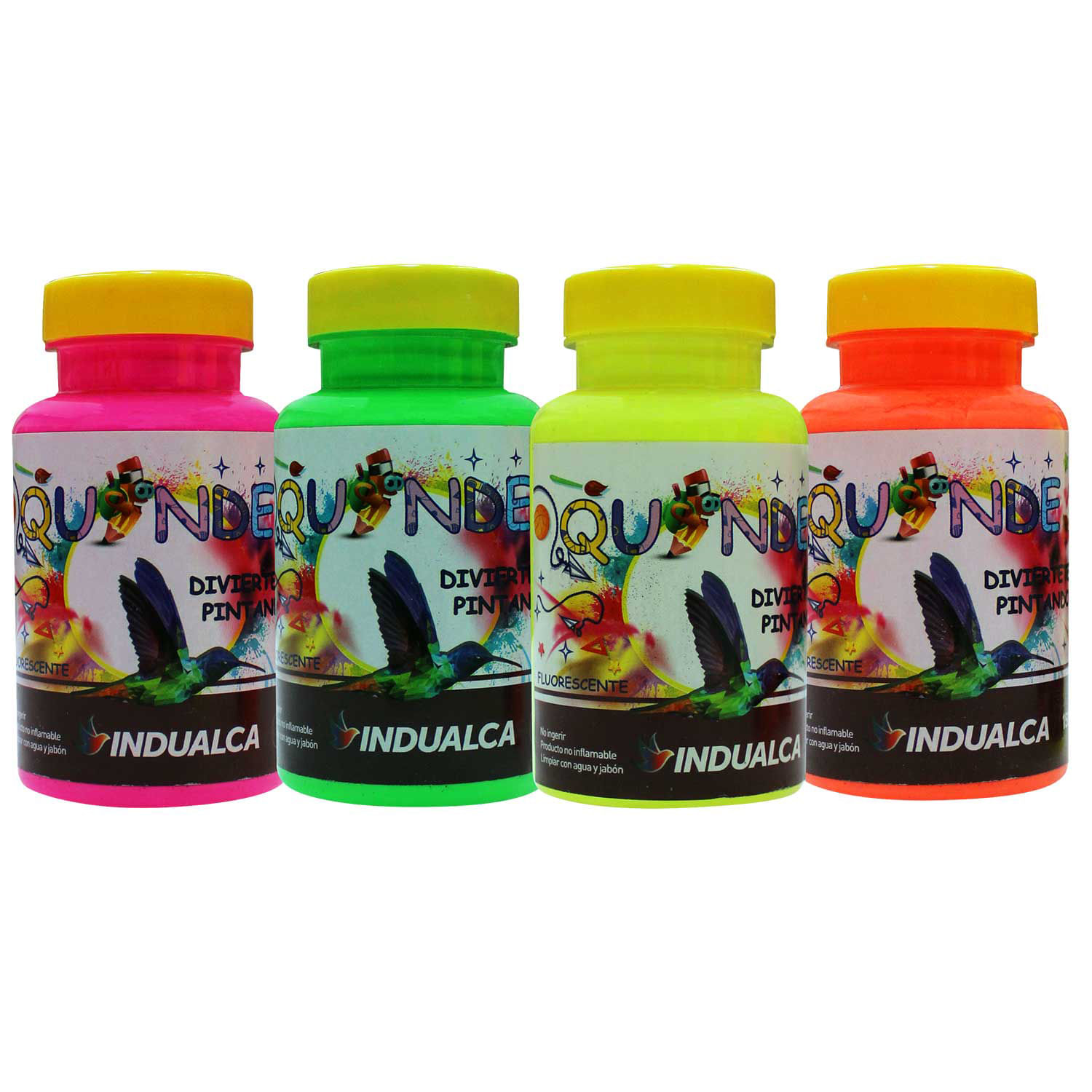 Pintura Kits Quinde 4 Colores Fluorescentes - INDUALCA - Kywi