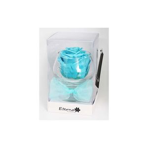 Rosa Preservada Turquesa Copa De Cristal - ETERNA FLORES