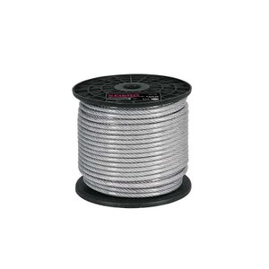 Metro de cable rígido 1/4" acero 7x7 recubierto PVC, 75 m - FIERO
