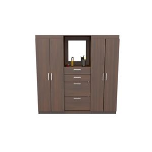 Armario 4P Wengue C/Espej 2 Cajas - MUEBLE FACIL