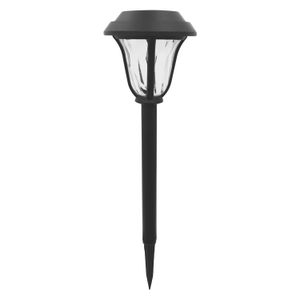 Lámpara solar LED plástica redonda, recargable con diseño de rejilla y luz amarilla para jardín. - DECORE