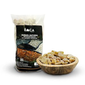 Piedra de mármol 100 % natural triturada de apariencia habano para decoraciones o usos en general; 1 kg - LA ROCA