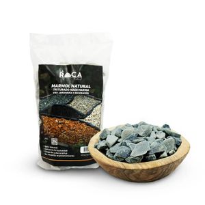Piedra de mármol 100 % natural triturada de apariencia aqua marina para decoraciones o usos en general; 1 kg - LA ROCA