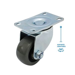 Garrucha 2 1/2" 100Kg Pv.Pg.L Gris - IMSA