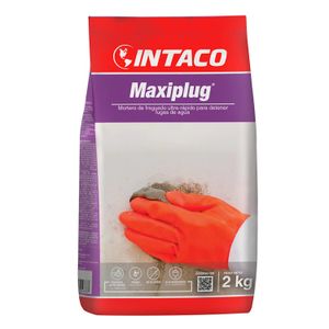 Mortero Maxi Plug de fraguado ultra rápido formulado para detener fuertes fugas de agua en paredes y pisos; 2 kg - INTACO