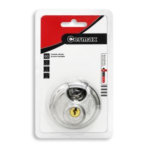 Candado redondo de USO PESADO de 60 mm con cierre tipo bayoneta fabricado en acero inoxidable - CERMAX
