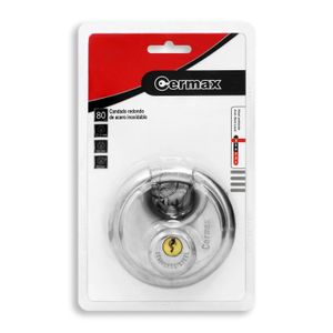 Candado redondo de USO PESADO de 80 mm con cierre tipo bayoneta fabricado en acero inoxidable - CERMAX