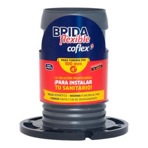 Brida flexible alargada para sanitario de PVC semi rígido de 4 pulgadas. Corrige desfasamientos de hasta 5 cm - COFLEX